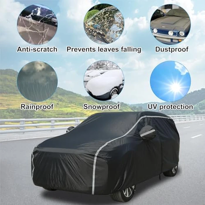 Car Cover Waterproof All Weather, Coverado Soft Cotton Lined Hail Protector Car Cover with Zipper Door, Outdoor Sun UV Rain Snow Protection Car Covers for Automobiles Universal Fit SUV (170"-190") by Coverado - Image 8