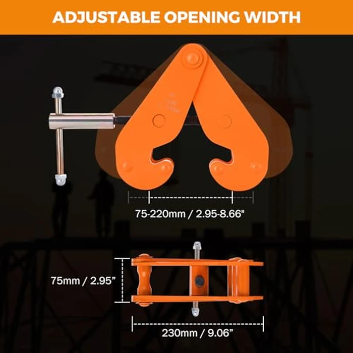 BEAMNOVA I Beam Clamp 4400lbs 2 Ton Load Capacity Heavy Duty Metal H Beam Clamp Lifting Tool for Rigging Adjustable Opening Flange by BEAMNOVA - Image 3
