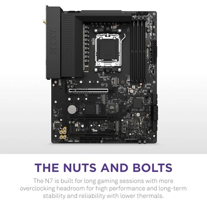NZXT N7 B650E - AMD B650 Chipset - Supports AMD Ryzen 9000 8000 & 7000 Series CPUs (Socket AM5) - ATX Gaming Motherboard - Integrated Rear I/O Shield - DDR5 - Wi-Fi 6E - Black by NZXT - Image 3