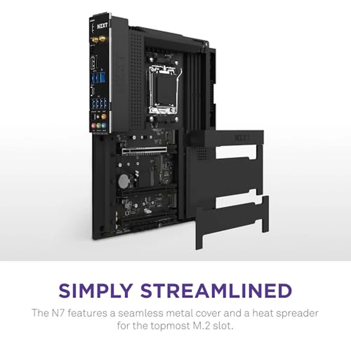 NZXT N7 B650E - AMD B650 Chipset - Supports AMD Ryzen 9000 8000 & 7000 Series CPUs (Socket AM5) - ATX Gaming Motherboard - Integrated Rear I/O Shield - DDR5 - Wi-Fi 6E - Black by NZXT - Image 4