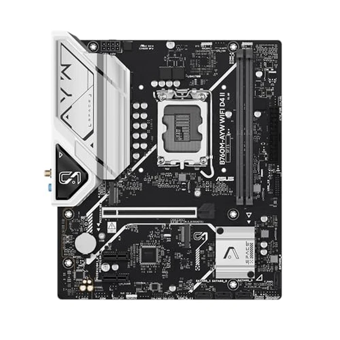 ASUS B760M-AYW WiFi D4 II Intel(R) B760 (LGA 1700) microATX mATX Motherboard, PCIe 5.0 x16 Support, Two M.2 Slots, DDR4, Realtek 2.5Gb Ethernet, Wi-Fi 6, HDMI, SATA 6 Gbps, Front USB 5Gbps, Aura Sync by ASUS - Image 2