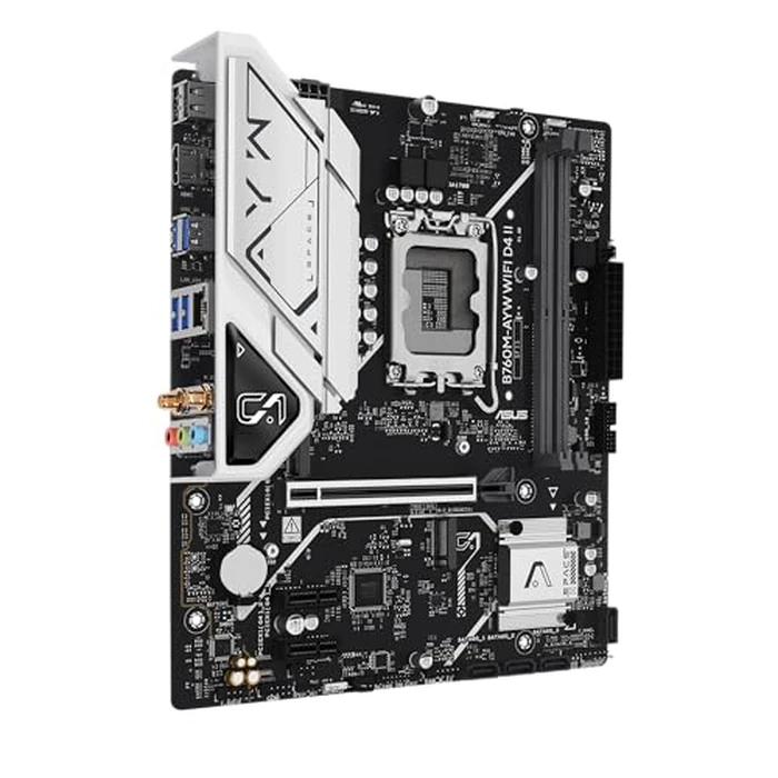 ASUS B760M-AYW WiFi D4 II Intel(R) B760 (LGA 1700) microATX mATX Motherboard, PCIe 5.0 x16 Support, Two M.2 Slots, DDR4, Realtek 2.5Gb Ethernet, Wi-Fi 6, HDMI, SATA 6 Gbps, Front USB 5Gbps, Aura Sync by ASUS - Image 3