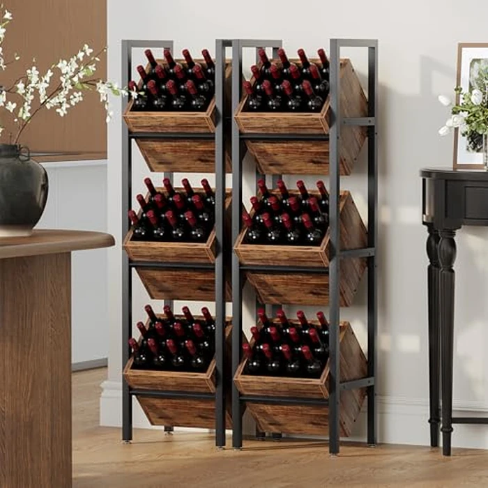 LITTLE TREE 3 Tier Fruit Basket Floor Stand, Wooden Storage Basket Onion Storage Rack Garage Shelving Unit, Kitchen Organizers and Storage for Fruit Vegetable Wine Rack (1 piece） by LITTLE TREE - Image 5