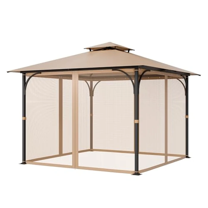 VEVOR Gazebo Netting Replacement, Fit 10 x 10 x 7 FT Gazebo Curtain, Outdoor Garden Net, 4-Panel Sidewall Mesh Net, Patio Midge Netting with Double Zipper, Canopy Screen by VEVOR - Used - Like New condition