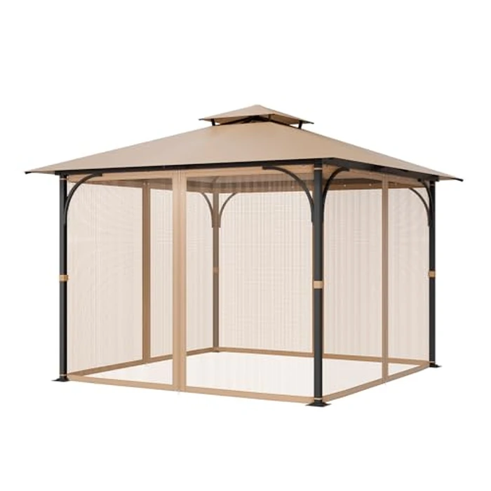 VEVOR Gazebo Netting Replacement, Fit 10 x 10 x 7 FT Gazebo Curtain, Outdoor Garden Net, 4-Panel Sidewall Mesh Net, Patio Midge Netting with Double Zipper, Canopy Screen by VEVOR - Image 3