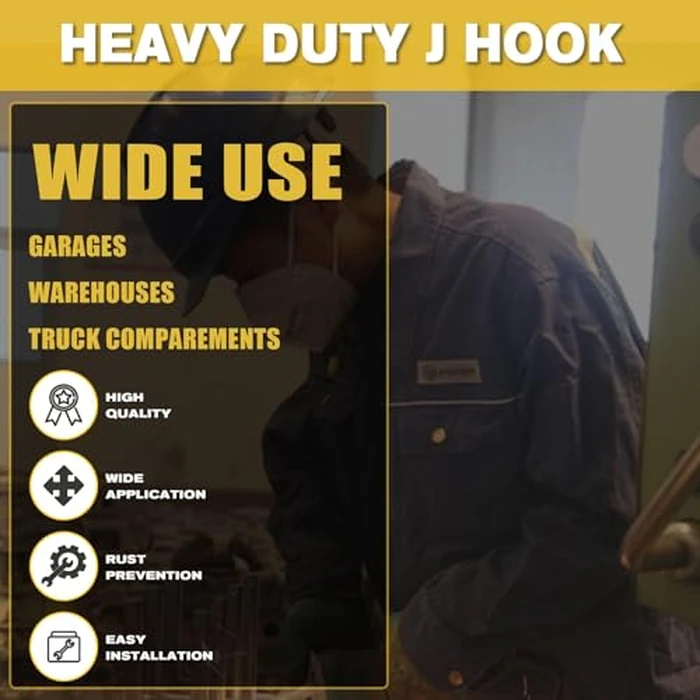 10 Pack E Track J Hooks Heavy Duty E Track 5" Large Steel J Hook E Track Accessories for Cargo Tie Down Systems in Enclosed Trailer Garage Workshop 0.5" Diameter Solid Steel Maximum Load 1500 Pounds by Hedday - Image 7
