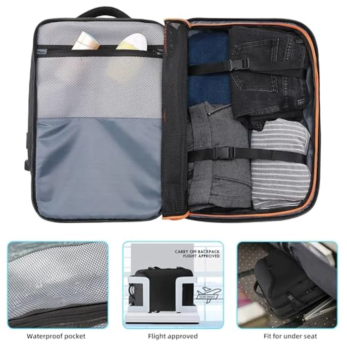 TANGCORLE Travel Carry on Backpack 50L Expandable Flight Approved Backpacks 17.3 inch Laptop and USB Charging Port bags Water Resistant Business Back Pack for Women & Men by TANGCORLE - Image 4