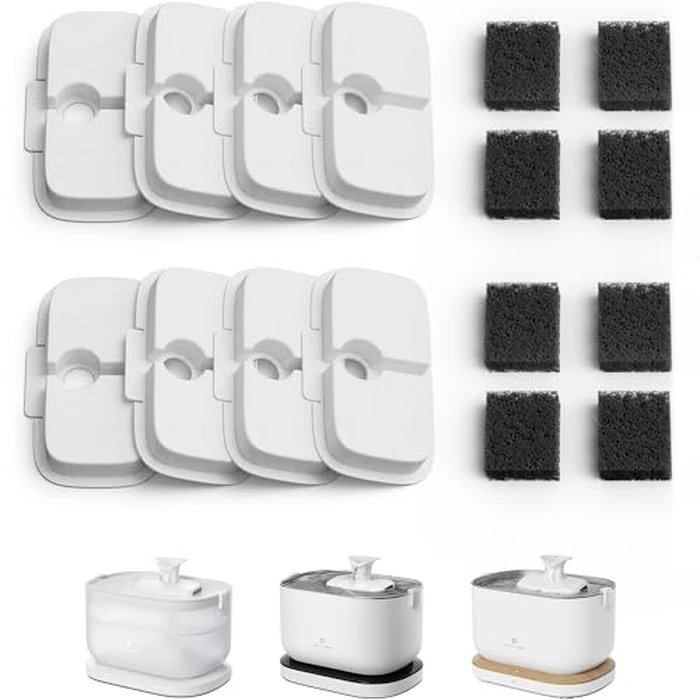 PETLIBRO Replacement Filters for Dockstream Cat Water Fountain PLWF106/PLWF116/PLWF115/PLWF105/PLWF005, 4 Months Set of Replacement Filters for Ultra Quiet Cat Fountain, 8 Count for Pet Water Fountain by PETLIBRO - Image 1