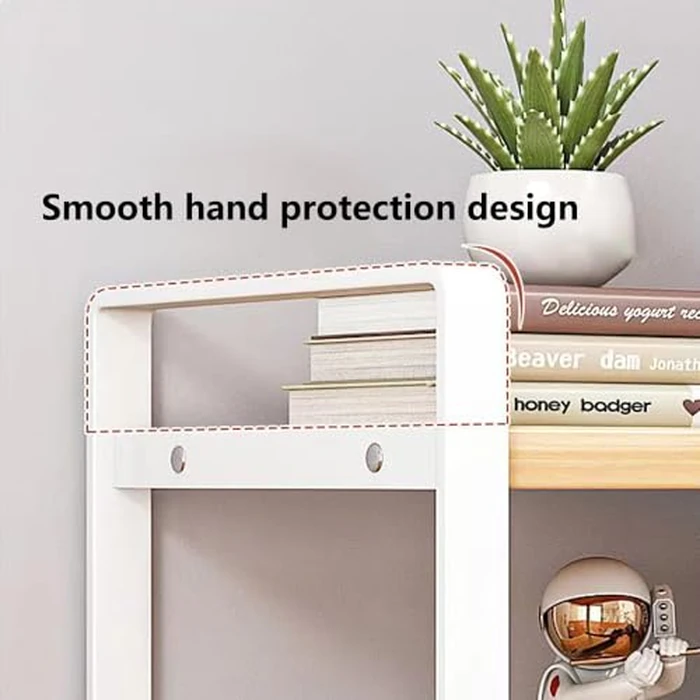 Hbluefat Desktop Organizer Shelf, 2-Tier Multipurpose Tabletop Storage Bookshelf, Small Wooden Countertop Storage Rack for Home Office Kitchen (Black+White) by Hbluefat - Image 4