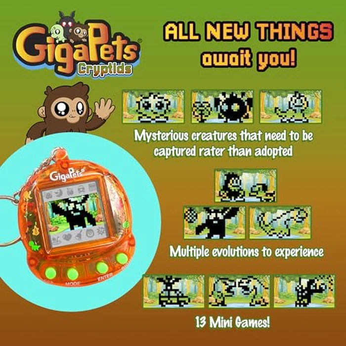 Giga Pets Virtual Pet for Kids Ages 5 and Up, 90s Throwback, Cryptids, Includes Three Pets, Mothman, Bigfoot and Nessie, Kids Learn to Take Care of a Pet by Top Secret Toys - Image 4