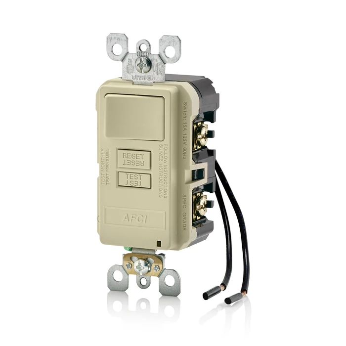 Leviton AFCI/Switch Combination, 15 Amp, Self Test, LED Indicator Light, AFSW1-I, Ivory by Leviton - Used - Like New condition - CA$17.78