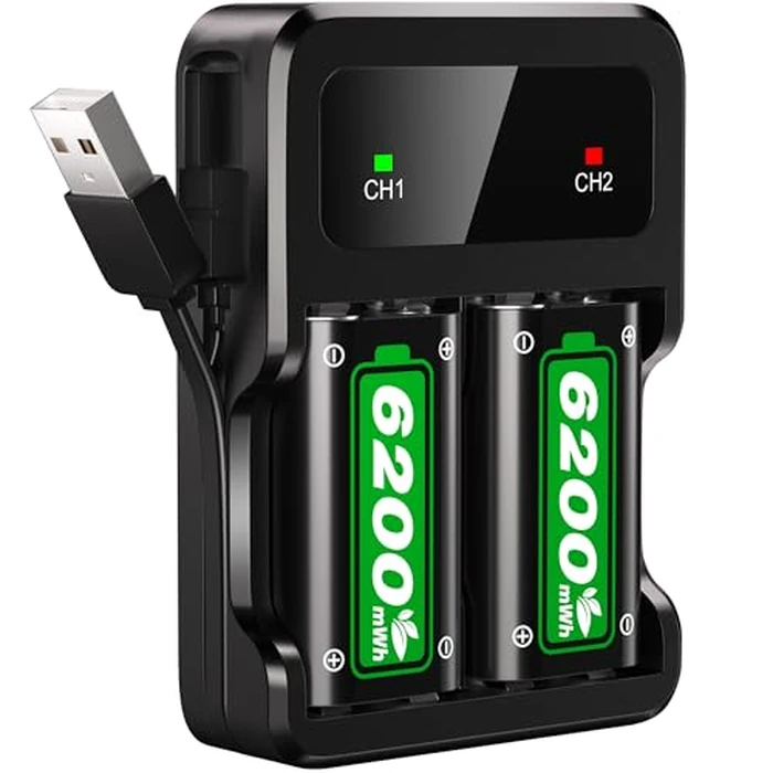 Ukor Fast Charging 2x6200mWh Rechargeable Battery Packs with Charger for Xbox One/Xbox Series X|S Xbox One S/Xbox One X/Xbox One Elite Wireless Controller, Lasting Intelligent Protection by Ukor - Used - Like New condition