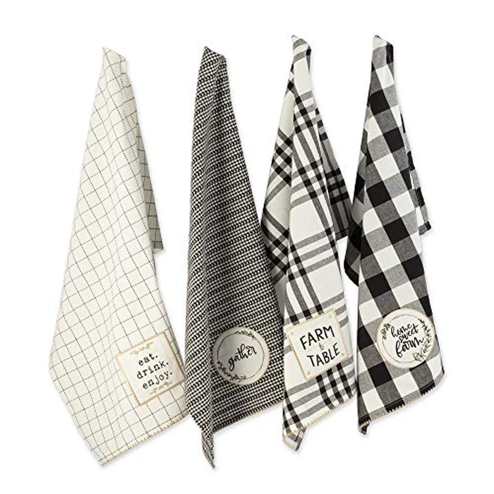 DII Home Sweet Farmhouse Kitchen Collection, Dishtowel Set, 18x28, Black, 4 Count by DII - Used - Very Good condition - US$13.29