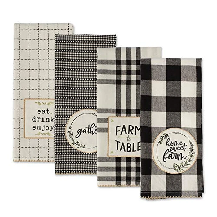 DII Home Sweet Farmhouse Kitchen Collection, Dishtowel Set, 18x28, Black, 4 Count by DII - Image 3