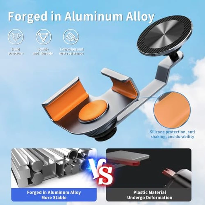 ILGNIMZ Aluminum Alloy Tesla Phone Mount【Ultra-Strong Magnetic Base】 Foldable Hidden Car Mount for Tesla Model 3/Y/Cybertruck, Durable for MagSafe Phone Holder Fit All Devices, Tesla Accessories by ILGNIMZ - Image 2