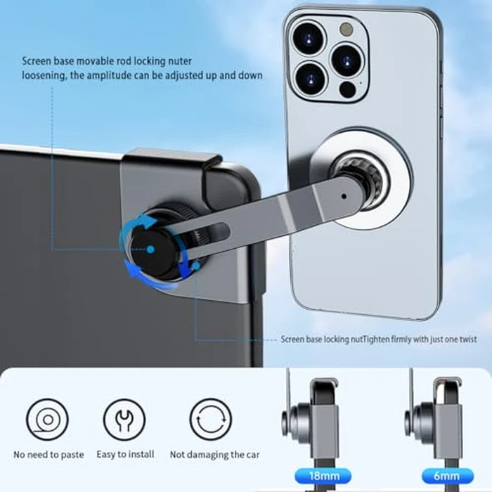 ILGNIMZ Aluminum Alloy Tesla Phone Mount【Ultra-Strong Magnetic Base】 Foldable Hidden Car Mount for Tesla Model 3/Y/Cybertruck, Durable for MagSafe Phone Holder Fit All Devices, Tesla Accessories by ILGNIMZ - Image 3