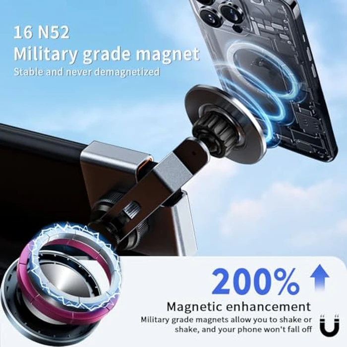 ILGNIMZ Aluminum Alloy Tesla Phone Mount【Ultra-Strong Magnetic Base】 Foldable Hidden Car Mount for Tesla Model 3/Y/Cybertruck, Durable for MagSafe Phone Holder Fit All Devices, Tesla Accessories by ILGNIMZ - Image 4