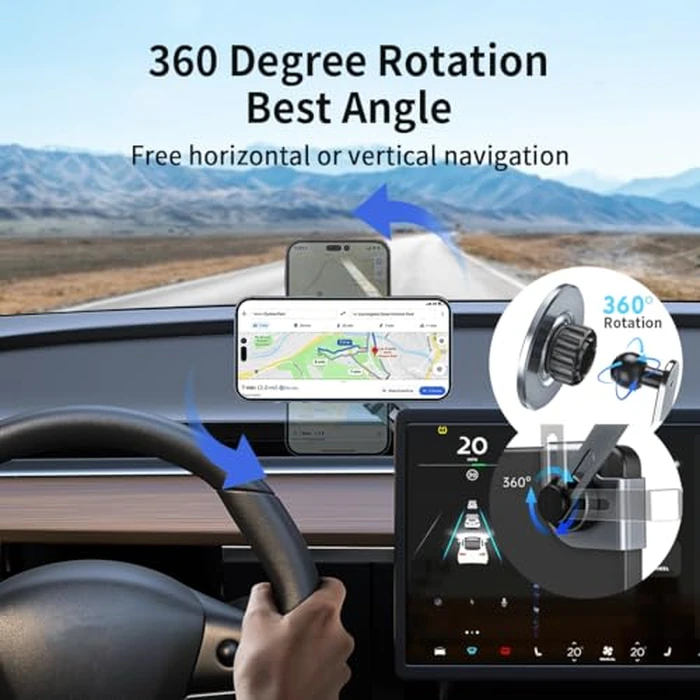 ILGNIMZ Aluminum Alloy Tesla Phone Mount【Ultra-Strong Magnetic Base】 Foldable Hidden Car Mount for Tesla Model 3/Y/Cybertruck, Durable for MagSafe Phone Holder Fit All Devices, Tesla Accessories by ILGNIMZ - Image 6