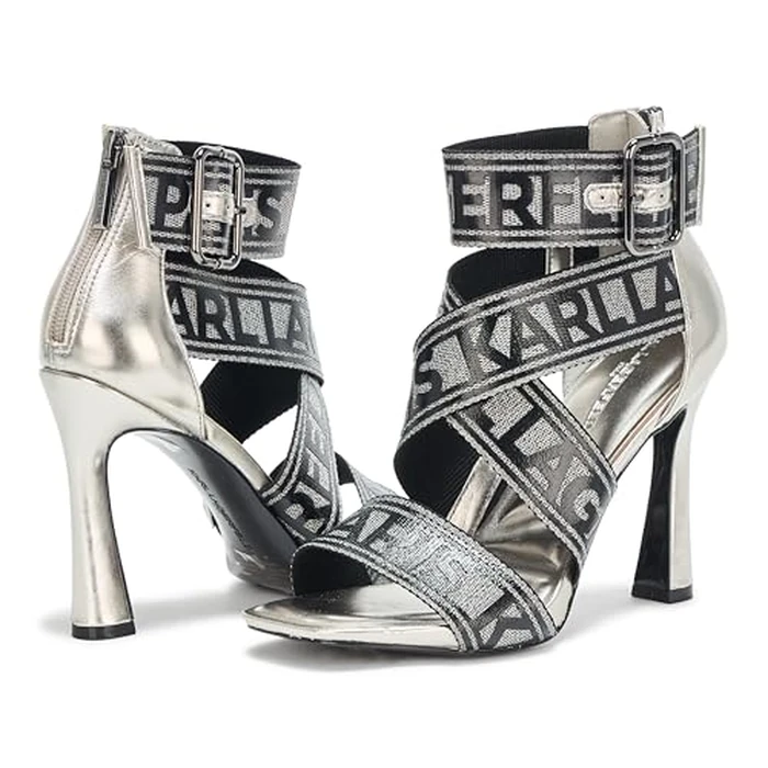 Karl Lagerfeld Paris Women's Careliz Everyday Strappy Sandal Heeled, Pewter, 8.5 by KARL LAGERFELD - Image 3