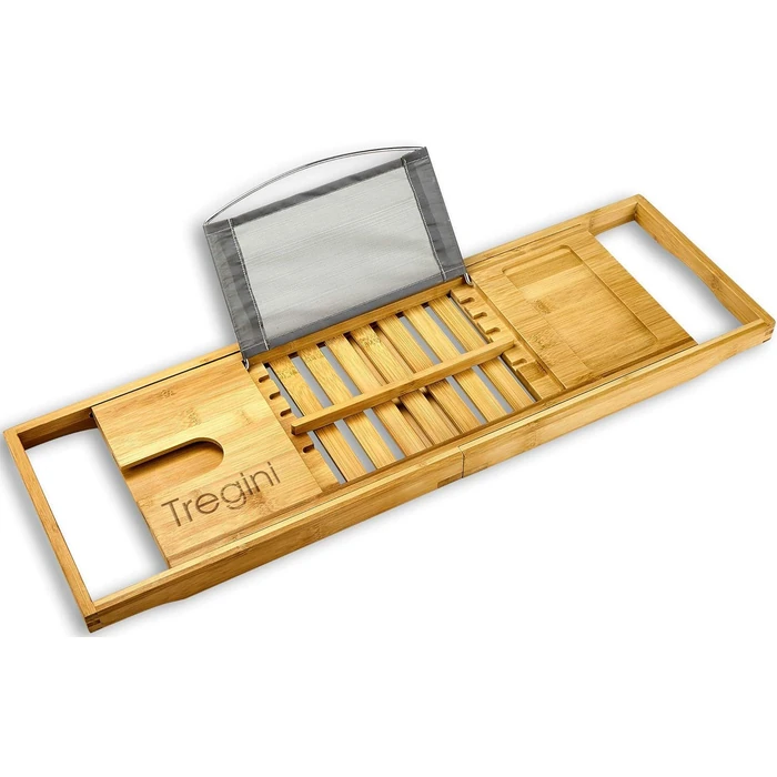 Tregini Luxury Bathtub Adjustable Bamboo Wood Tray Caddy - Brown by Tregini - Refurbished - Excellent condition - US$41.39