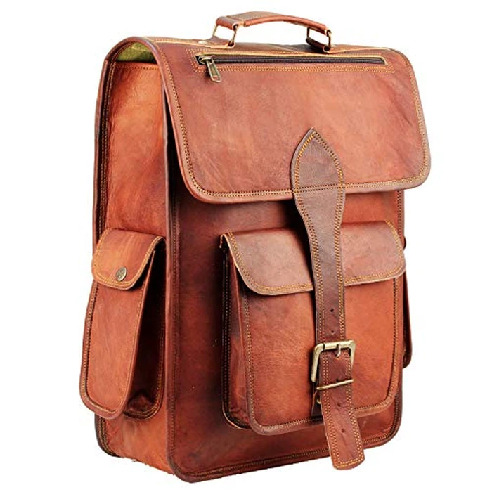 HULSH 16 Inch Genuine Leather Backpack for Women and Mens Leather backpack and Leather laptop backpack for Women | Leather backpack for men Perfect mens backpack for daily use Retro backpack Vintage by HULSH - Used - Very Good condition