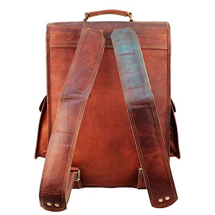 HULSH 16 Inch Genuine Leather Backpack for Women and Mens Leather backpack and Leather laptop backpack for Women | Leather backpack for men Perfect mens backpack for daily use Retro backpack Vintage by HULSH - Image 4
