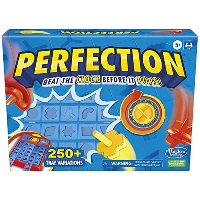 Perfection Game for Kids Ages 5 and Up, Pop Up Game, Customize The Tray for Over 250 Combinations, Kids Games, Games for 1+ Players (English & French) by Hasbro - Used - Like New condition - CA$20.04