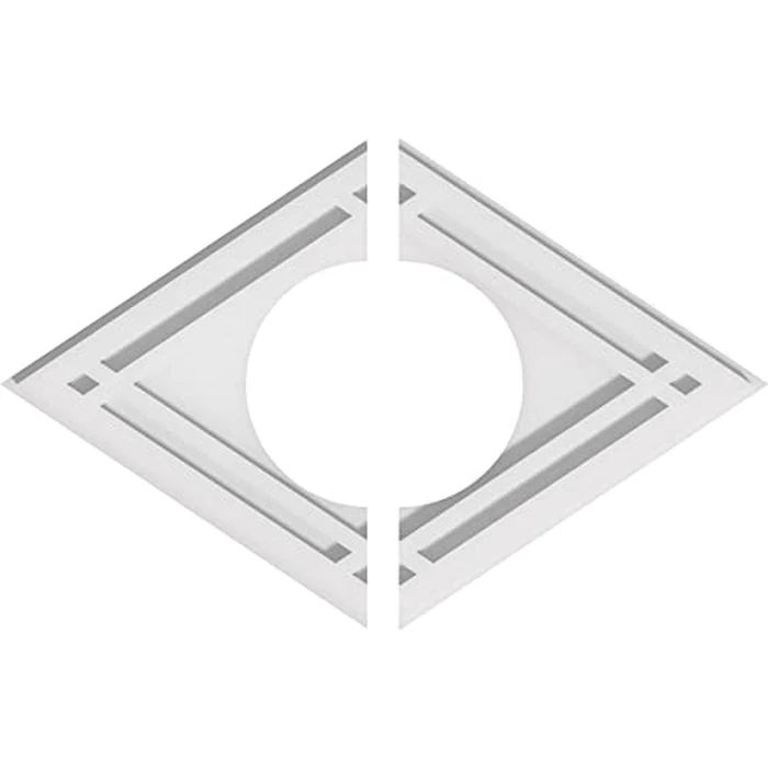 Ekena Millwork CMP18X12DD2-06000 Diamond Architectural Grade PVC Contemporary, Two Piece Urethane Ceiling Medallions 18"W x 12"H x 6"ID x 6 1/4"C x 1"P by Ekena Millwork - Image 1
