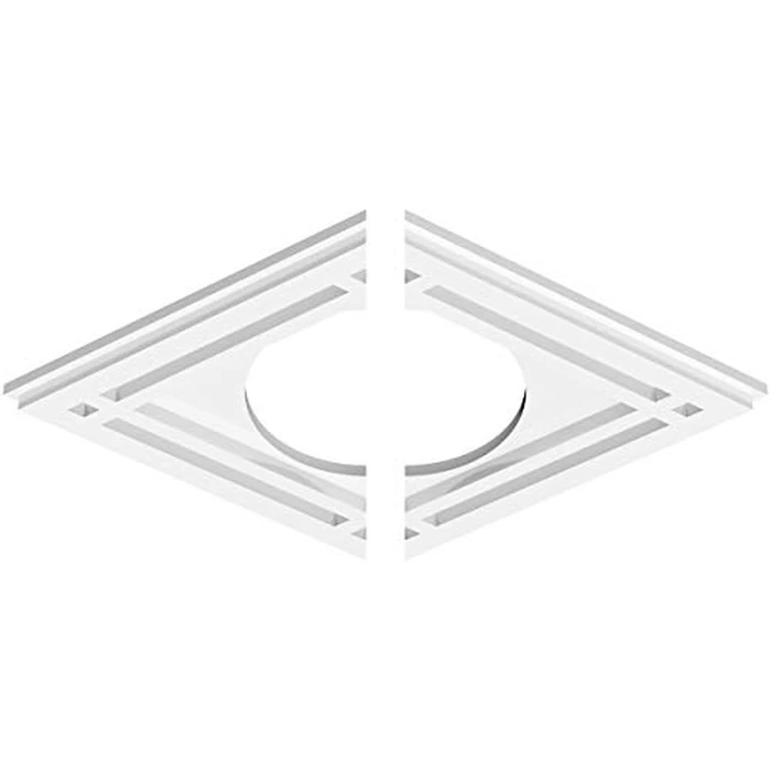 Ekena Millwork CMP18X12DD2-06000 Diamond Architectural Grade PVC Contemporary, Two Piece Urethane Ceiling Medallions 18"W x 12"H x 6"ID x 6 1/4"C x 1"P by Ekena Millwork - Image 2