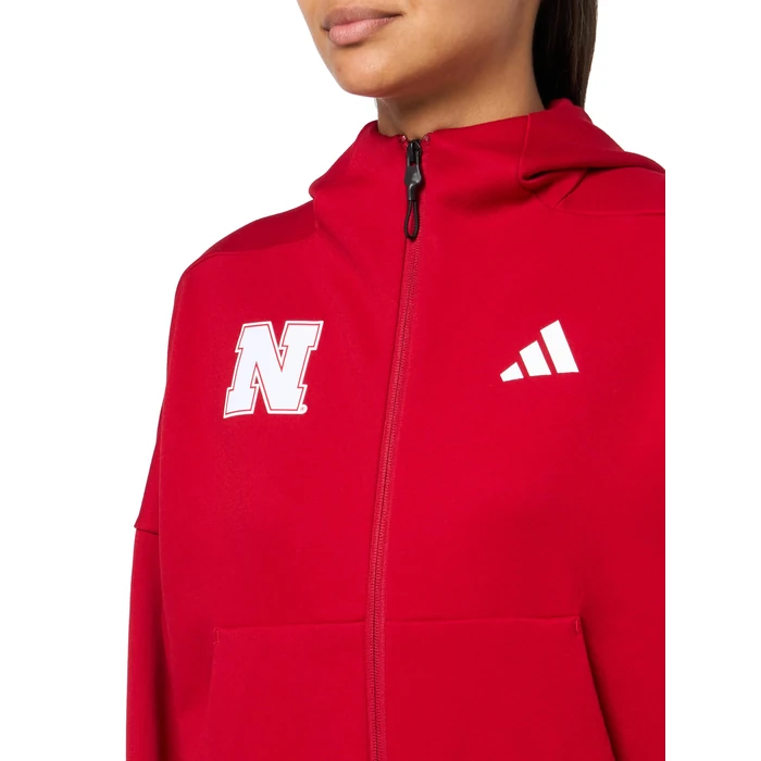 adidas Women's NCAA 25/26 Z.N.E Team Full-Zip Hooded Track Top, Team Power Red/White/White/University of Nebraska, Small by adidas - Image 3