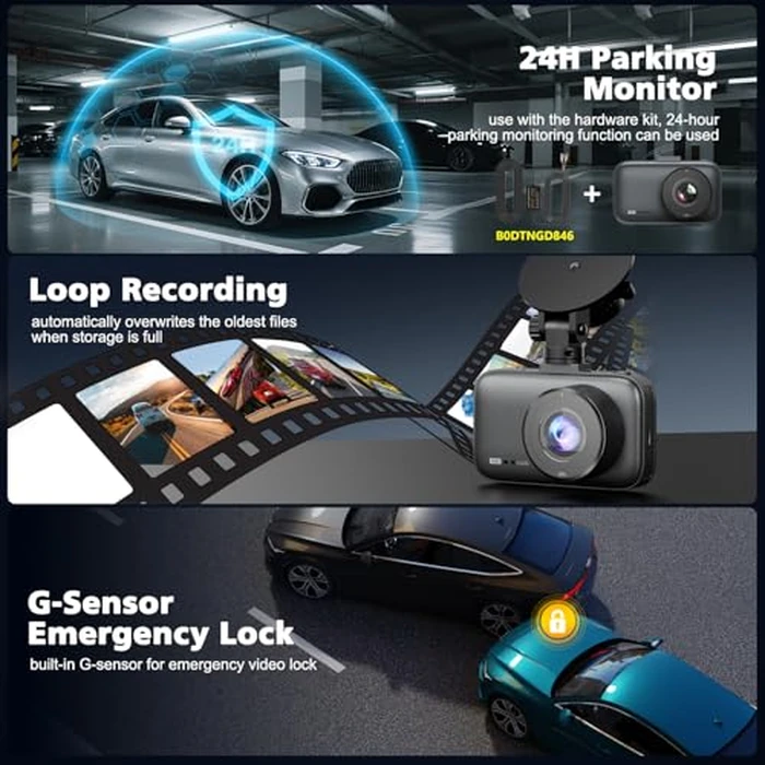 4K Dash Cam with CPL Filter,Dual Dash Cam,5G WiFi, APP Control, Free 64GB Card,Super Night Vision, 24H Parking Mode, G-Sensor, WDR, Loop Recording,Time Lapse Mode,3" IPS Screen by Innosinpo - Image 3
