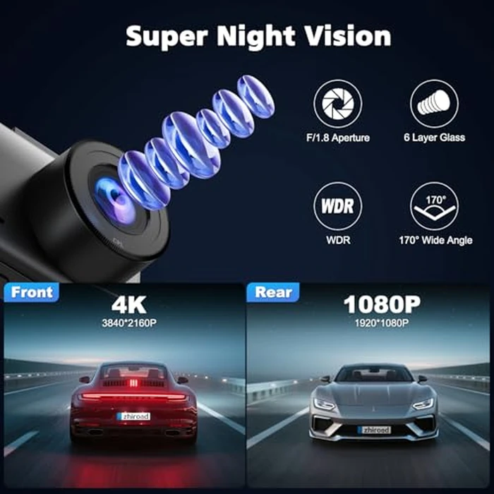 4K Dash Cam with CPL Filter,Dual Dash Cam,5G WiFi, APP Control, Free 64GB Card,Super Night Vision, 24H Parking Mode, G-Sensor, WDR, Loop Recording,Time Lapse Mode,3" IPS Screen by Innosinpo - Image 5