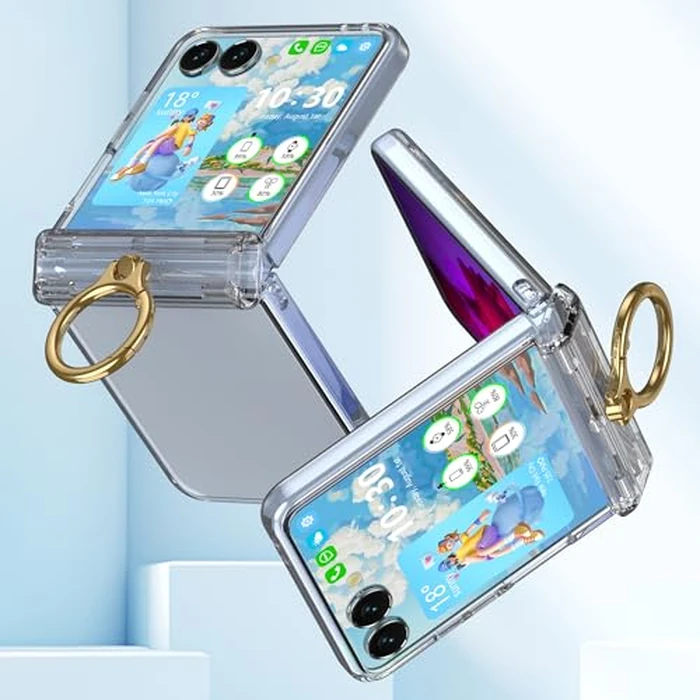 Case for Samsung Galaxy Z Flip 7 Case with Ring Kickstand Screen Protector Shockproof Hinge Protection Phone Cover for Galaxy Z Flip 7 2025 5G - Clear by DAKORIE - Image 2