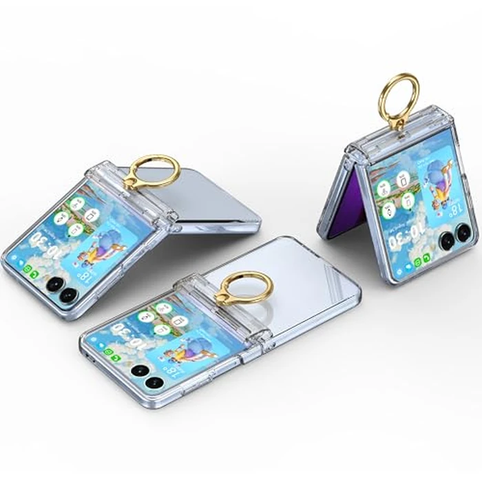 Case for Samsung Galaxy Z Flip 7 Case with Ring Kickstand Screen Protector Shockproof Hinge Protection Phone Cover for Galaxy Z Flip 7 2025 5G - Clear by DAKORIE - Image 6