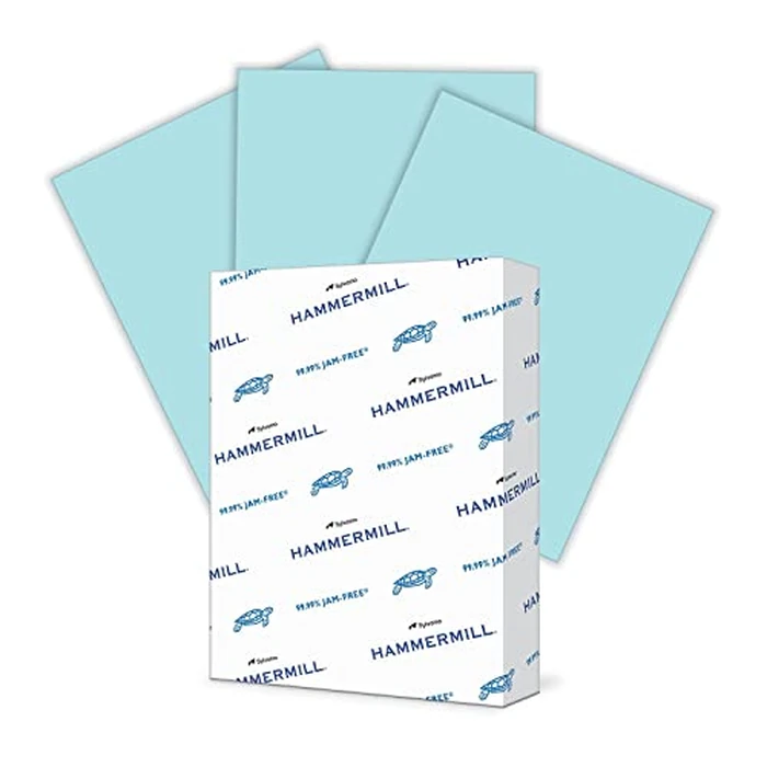 Hammermill Colored Paper, 20 lb Blue Printer Paper, 8.5 x 11 - 1 Ream (500 Sheets) - Made in the USA, Pastel Paper by Hammermill - Used - Like New condition - CA$18.08