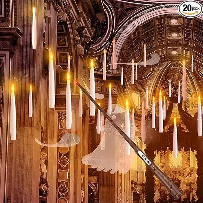 JMTONE Floating Candles with Wand 20 PCs Magic Hanging Candles FCHP-2-0 - White by JMTONE - Refurbished - Excellent condition - US$35.42