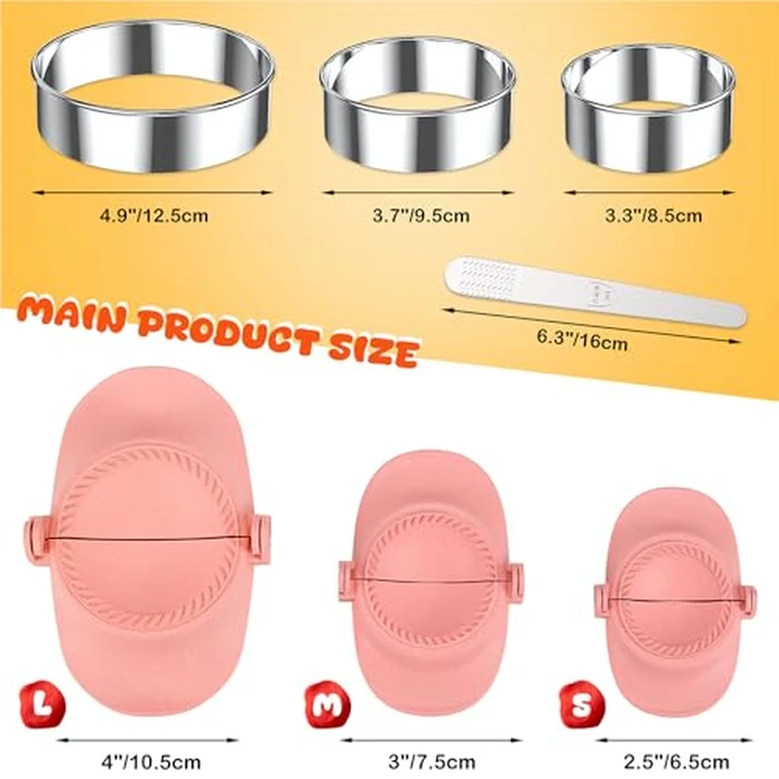 NAMUPIE 7 Piece Dumpling Maker Kit - All-in-One Empanada Maker Set with Press Molds & Ring Cutters, BPA-Free Kitchen Accessories for Home Cooking, Family/Friends Fun Gift (Pink) by NAMUPIE - Image 2
