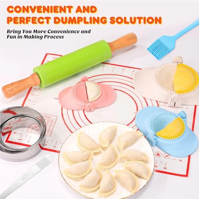 NAMUPIE 7 Piece Dumpling Maker Kit - All-in-One Empanada Maker Set with Press Molds & Ring Cutters, BPA-Free Kitchen Accessories for Home Cooking, Family/Friends Fun Gift (Pink) by NAMUPIE - Image 6