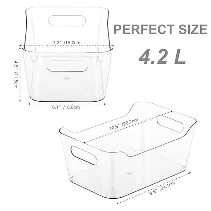 Tiawudi 12 Pack Plastic Storage Bins, Multi-Use Organizer Bins, Pantry Organizer, Clear Storage Containers for Home, Kitchen, Office, Cabinet, Shelf and Fridge Organization by Tiawudi - Image 2