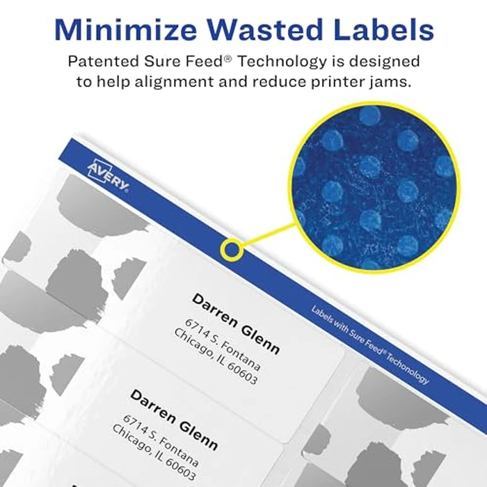 Avery Easy Peel Printable Address Labels with Sure Feed, 1-1/3" x 4", White, 1,400 Blank Mailing Labels for Laser Printers (5162) by Avery - Image 2