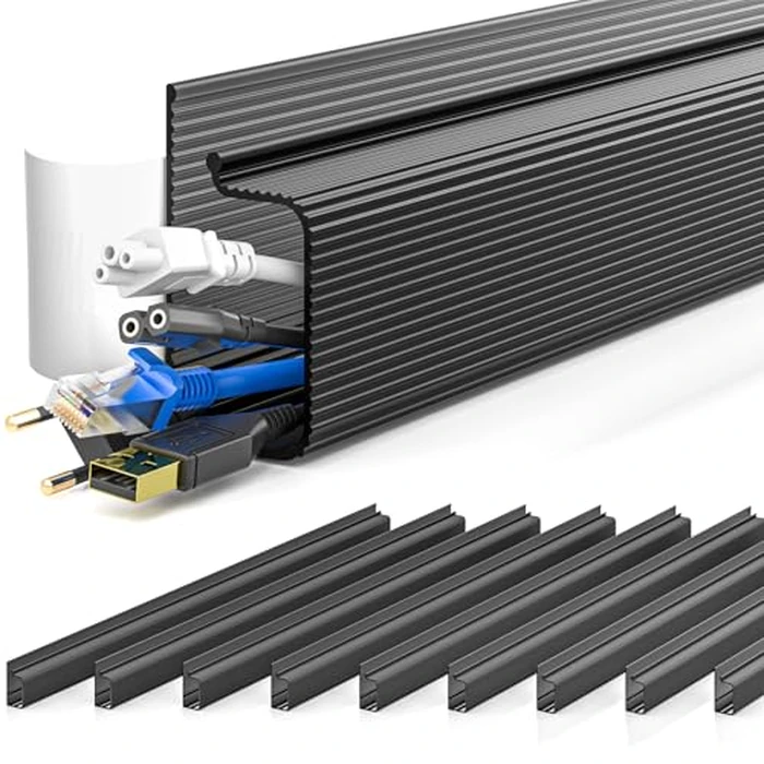 YECAYE 157in Cable Management, Cord Organizer,Easy Install Self-Adhesive Cord Hider, Cable Organizer, Cable Hider for Office Organization,Child & Pet Proof, Black by Yecaye - Used - Like New condition - US$26.05