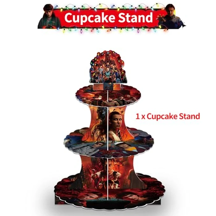 H.ebony Stranger 5 TV Party Supplies Decorations, Movie Theme Cupcake Stand, 12 Inch Cardboard Cupcake Tray for Birthday, Wedding, Party Decoration by H.ebony - Image 4