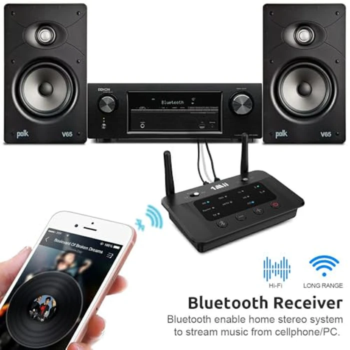 1Mii B03 Long Range Bluetooth 5.3 Transmitter Receiver for TV Home Stereo BT Headphones, aptX Adaptive & LL & HD Bluetooth Audio Adapter, Splitter for Wired & Wireless, Optical RCA AUX 3.5mm Ports by 1Mii - Image 5
