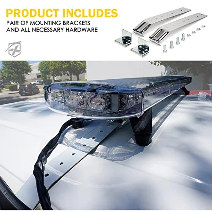 Xprite 48 Inch LED Rooftop Emergency Strobe Lights Bar w/ Adjustable Mounting Brackets, Warning Flashing Lightbar for Security POV Rescue Tow Trucks Firefighter Ambulance First Responder - White Red by Xprite - Image 6