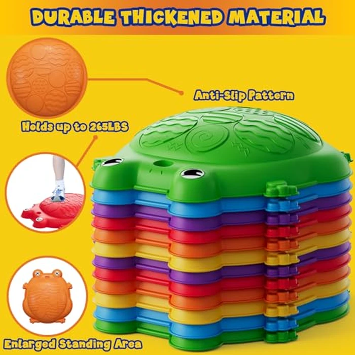 HYES Stepping Stones for Kids, 12PCS Non-Slip Balance Steps Stones for Toddler 1-3, Obstacle Courses Sensory Toys, Coordination Game Gift for Boys Girls Indoor Outdoor Play Ages 3-5 by HYES - Image 3