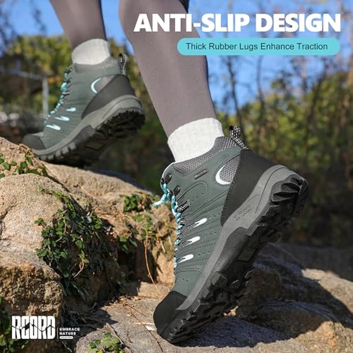 R CORD Hiking Boots Women Outdoor Sports Boots Non-Slip Breathable Sneakers Walking Boots for Outdoor Trailing Trekking Walking Climbing Travel DarkGrey Size 6 by R CORD - Image 4