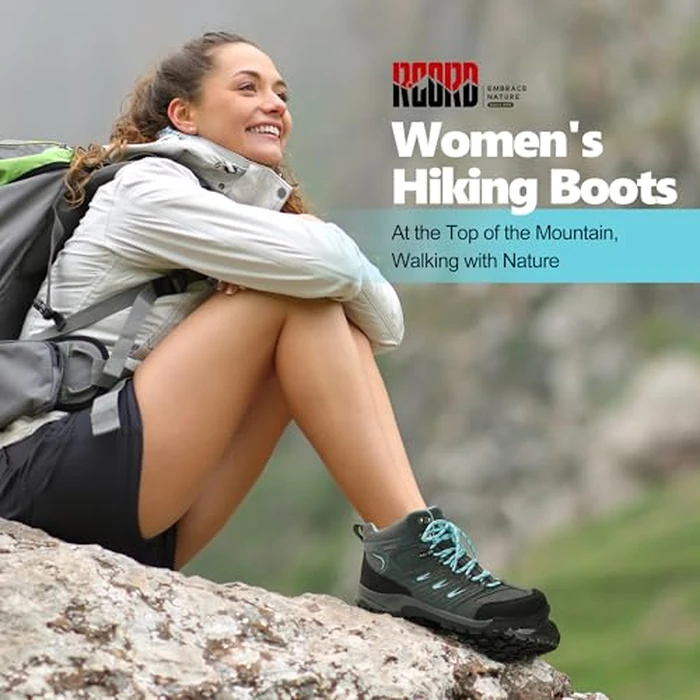 R CORD Hiking Boots Women Outdoor Sports Boots Non-Slip Breathable Sneakers Walking Boots for Outdoor Trailing Trekking Walking Climbing Travel DarkGrey Size 6 by R CORD - Image 6