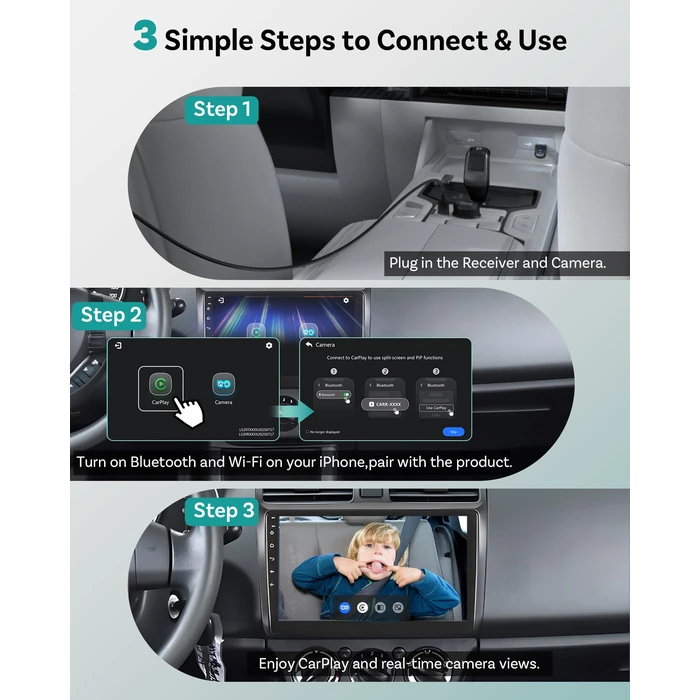 OTTOCAST Cabin Care Car Adapter with Baby Car Camera, Wireless CarPlay Display on CarScreen 2026, Plug-and-Play 1080P HD Rear Seat Baby Monitor, Split Screen Navigation, for Parents & Pet Owners by OTTOCAST - Image 9