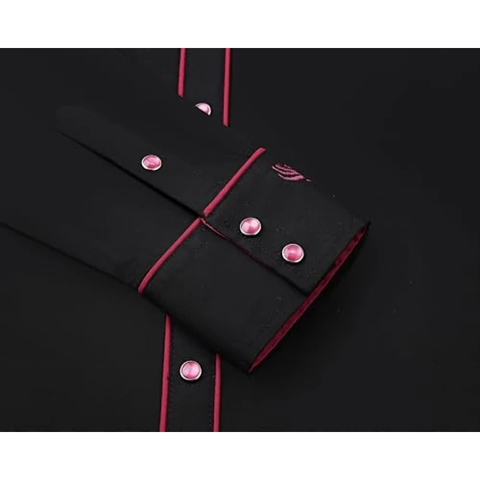 Embroidered Western Shirt 97% Cotton + 3% Spandex, Snap Front Contrast Piping & Heavy Buttons for Casual Riding S-3XL by EL PIONERO - Image 3