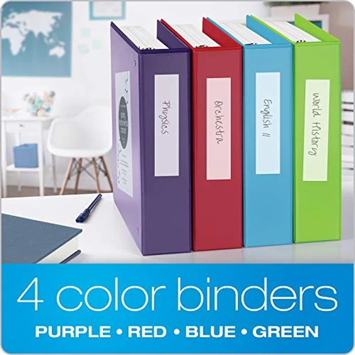 Cardinal 3 Ring Binders, Binders for School and Office, Durable 2 Inch Binder with Round Rings, Holds 475-Sheets, ClearVue Covers, Non-Stick, PVC-Free, Assorted Colors, 4 Pack (29311) by Cardinal - Image 5